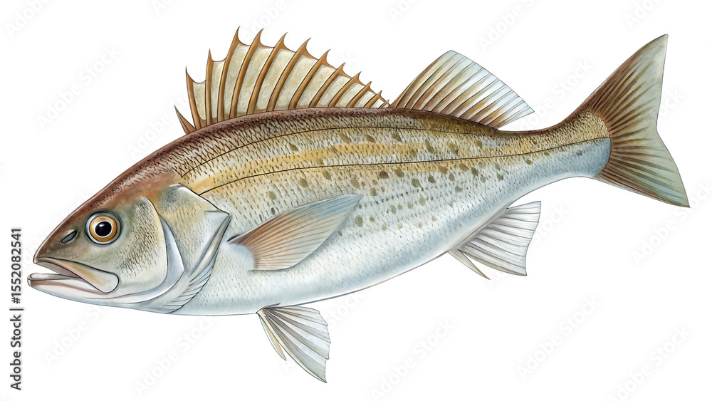 Fototapeta premium Top fish in european diets isolated on a white background PNG.AI GENERATED