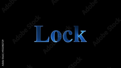 abstract glowing neon text lock icon animation on black background.