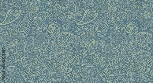 Wallpaper Mural Elegant Blue and Beige Paisley Pattern Seamless Texture Torontodigital.ca