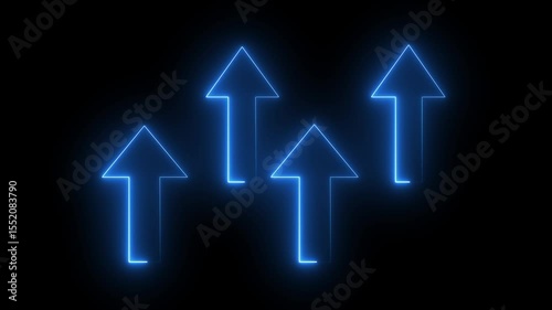 Colorful Modern glowing Neon Light Arrows. Led Light Arrows Illustration. Glowing Neon Light Arrows Signs. Futuristic laser background. Seamless Loop Arrows. 
