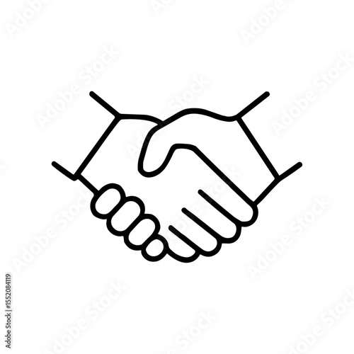 握手をするビジネスパートナーのラインアイコン｜Line Icon of Business Handshake