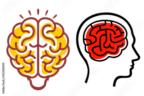Human Brain silhouette vector with transparent background