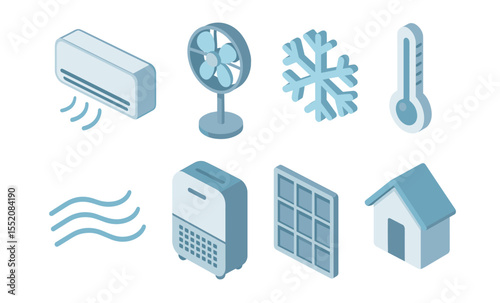 Isometric icons of cooling and temperature control devices