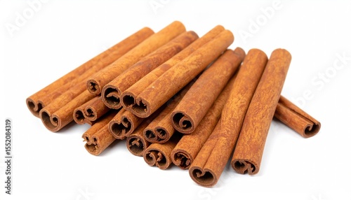 Cinnamon sticks on white background