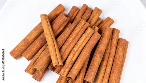 Cinnamon sticks on white background