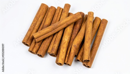 Cinnamon sticks on white background