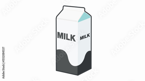 Milk Box Black and White Icon. Vector editable black and white flat illustration of a box of milk
