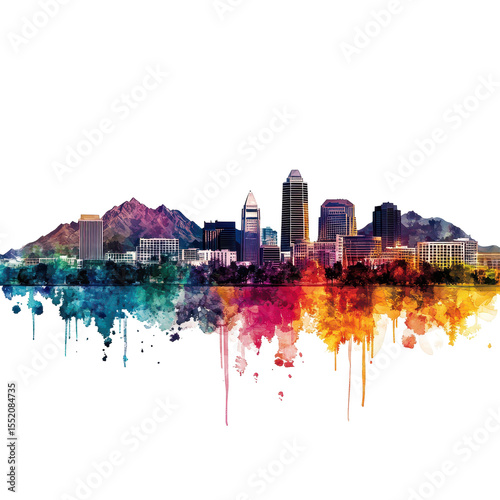 skyline salt lake city downtown, view of downtown Salt Lake City's skyline, isolated on transparent background