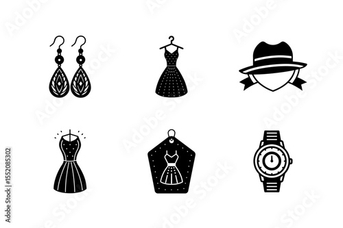 fashion and shopping icon sets hand drawn vector.