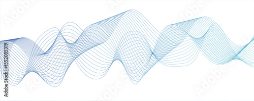 Abstract glowing Modern wave with Dynamic flowing lines. Futuristic technology and sound wave lines.Wave shapes undulate with deep blue to bright dynamic gradient effect. Sense of depth, rhythm, and..
