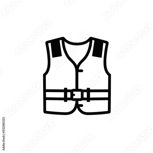 Safety vest icon in minimalistic design on transparent background  