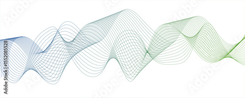Abstract glowing Modern wave with Dynamic flowing lines. Futuristic technology and sound wave lines.Wave shapes undulate with deep green to bright dynamic gradient effect. Sense of depth, rhythm, and.