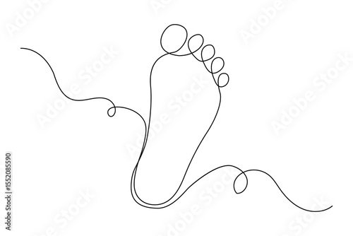 Foot sole single line drawing minimalist style isolated outline on white background
