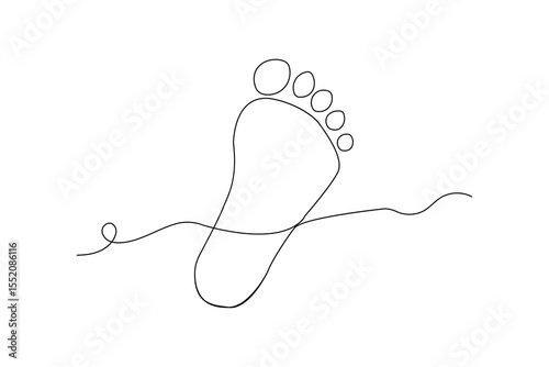 Foot sole single line drawing minimalist style isolated outline on white background

