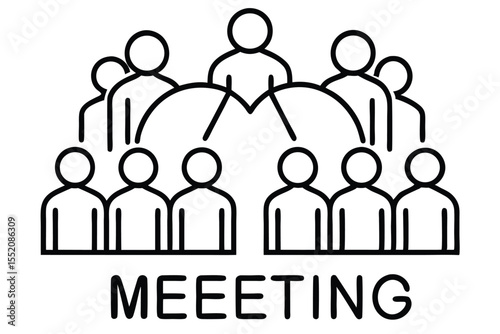 This vector illustration depicts a business team engaged in discussion, symbolizing communication and teamwork within a social network group