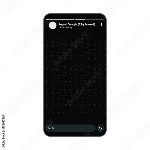 WhatsApp Status Screen Vector on Smartphone Display – Dark UI Mockup