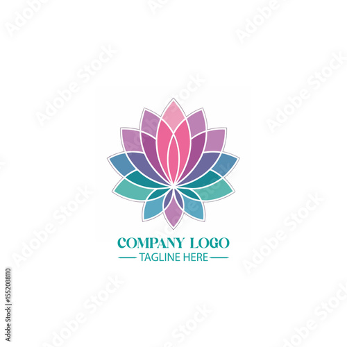 Elegant Lotus Emblem: A captivating lotus flower, rendered in a mosaic of soft hues and intricate geometric patterns, serving as a visual testament to balance and inner peace.