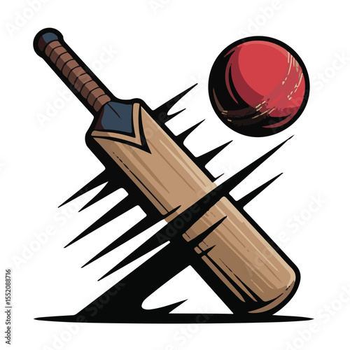 Vector illustration of an isolated criket bat and ball art