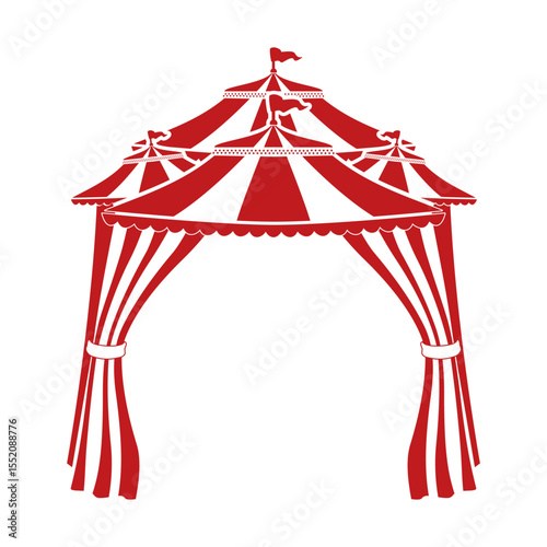 Red and White Striped Circus Tent Vector