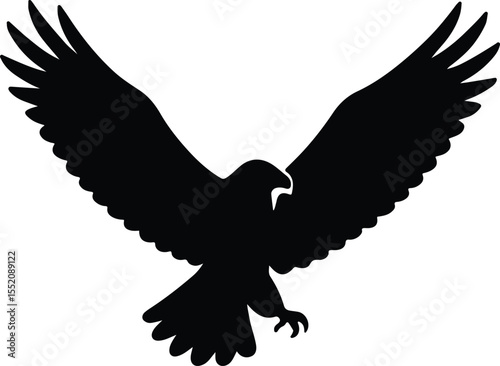 Silhouette eagle flying with spread wings vector illustration
