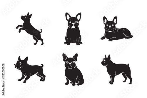 French Bulldog Silhouette Bundle Six Different Positions