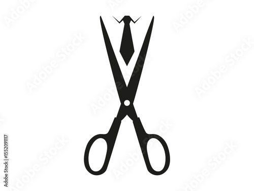 Barber sign silhouette with tie icon isolated on a white background