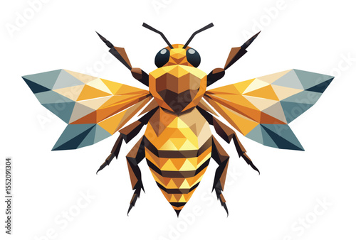 Geometric Bee Low Poly Vector Art, Modern Polygonal Style Illustration