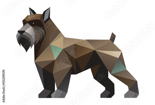 Bouvier Des Flandres Dog Low Poly Vector, Geometric Polygonal Animal Icon Illustration