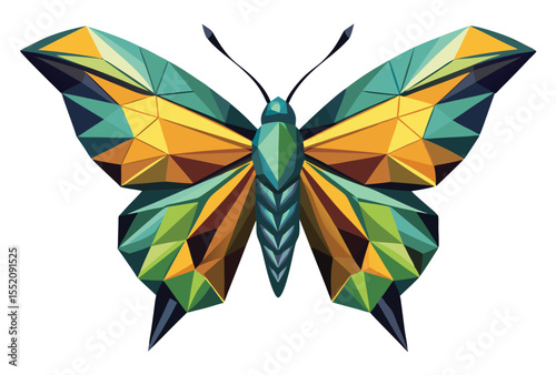 Butterfly Low Poly Vector, Geometric Polygonal Insect Illustration Icon