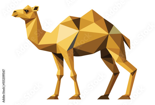 Camel Geometric Low Poly Clipart, Polygonal Vector Animal Illustration