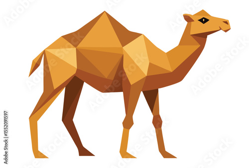 Camel Geometric Low Poly Clipart, Polygonal Vector Animal Illustration