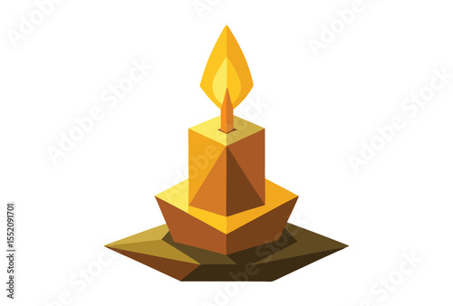 Polygonal Candle Illustration, Low Poly Vector Art in Geometric Style