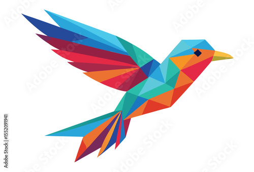 Flying Bird Low Poly Vector Art Colorful Geometric Style Polygon Icon