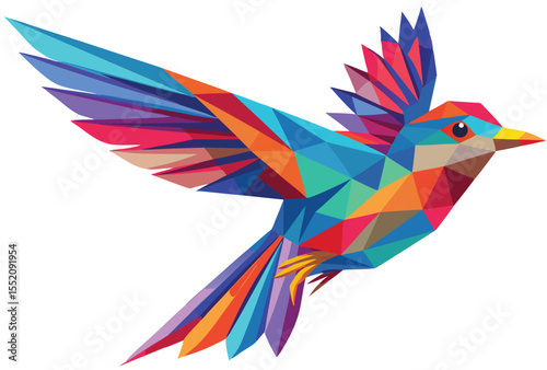 Flying Bird Low Poly Vector Art Colorful Geometric Style Polygon Icon
