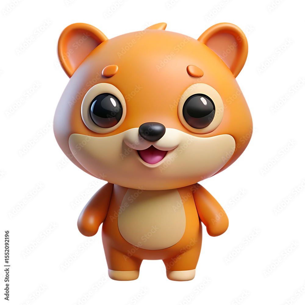 Fototapeta premium Charming orange cartoon animal character on a transparent background