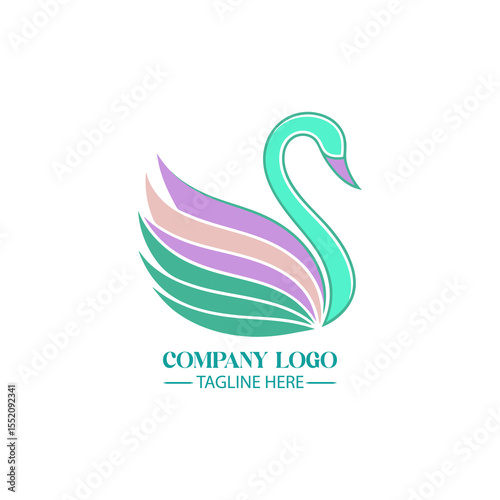 Graceful Swan Icon: A captivating logo featuring an elegant swan with pastel colors, signifying purity, grace, and balance.