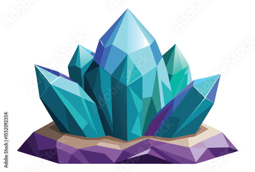 Crystal Rock Low Poly Vector Geometric Style Polygonal Rock Icon Illustration