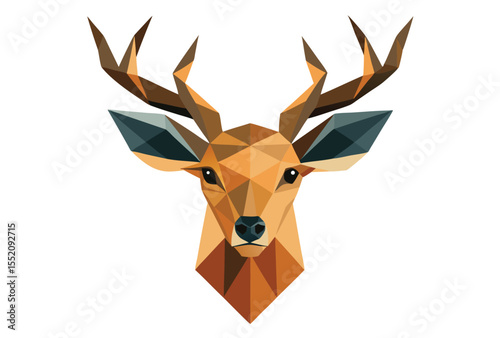 Low Poly Deer Head Vector Geometric Style Polygonal Deer Face Icon Illustration
