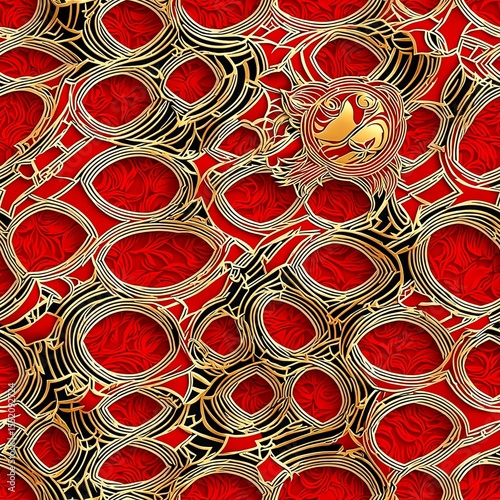 Festive red and gold lunar new year pattern design, cultural celebration