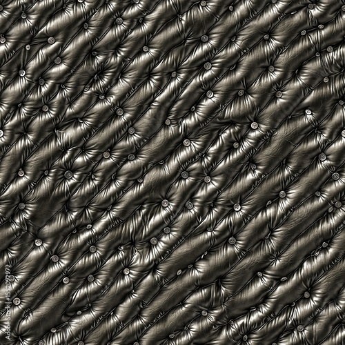 Elegant black leather texture with buttons, stylish material design