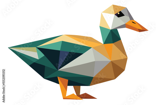 Low Poly Geometric Duck Vector Graphic Unique Animal Clipart for Logo