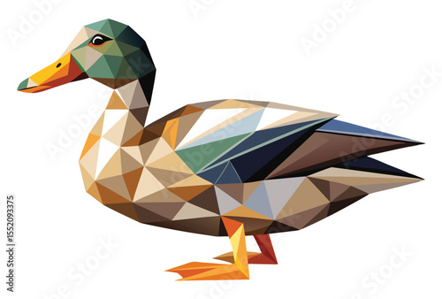 Geometric Duck Low Poly Vector Illustration Modern Minimalist Bird Art