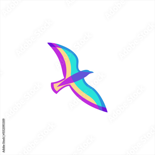 soaring bird silhouette with vibrant wings, soaring through the open skies, a dynamic, artistic interpretation of freedom and movement.