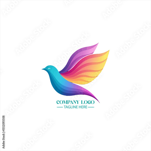 Colorful Bird Emblem: A vibrant, stylized bird with a spectrum of colors takes flight, representing freedom, innovation, and aspirational values of the enterprise it embodies.