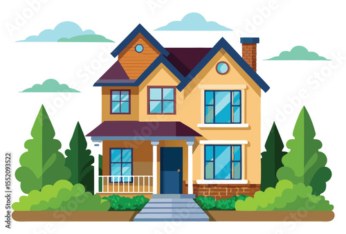 Duplex House Vector Illustration Modern Flat Design Architecture Concept Art