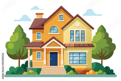 Modern Duplex House Vector Flat Design Illustration Real Estate Building