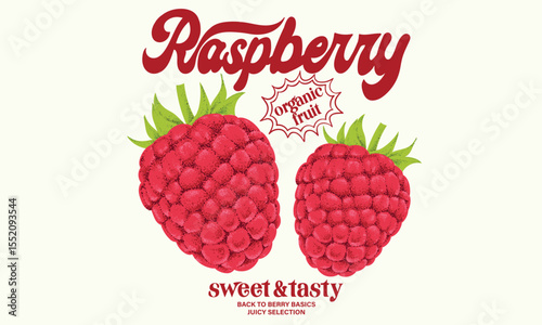 Raspberry fruit artwork. Organic food artwork for for t-shirt. Organic farm poster design. Raspberry art. Fresh Raspberry fruit print. Nature fruit club print design.	