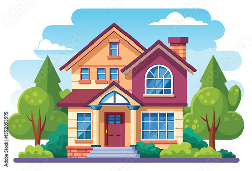 Modern Duplex House Vector Flat Design Illustration Real Estate Building