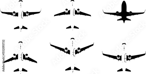 set of passenger plane vector illustration flat style front
