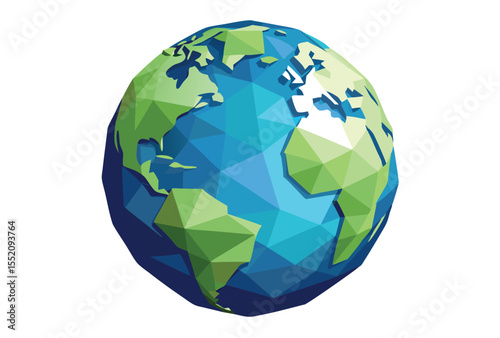 Geometric Polygon Earth Icon Low Poly Vector Art for Infographic and Web Design